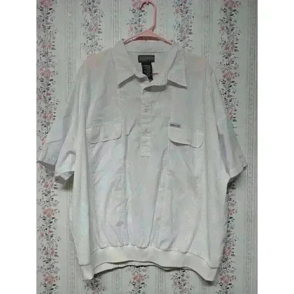 Vintage Members Only Men's White Pullover 1/2 Button Up Casual Shirt 2X